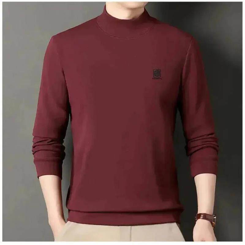 几禾轻奢半高领卫衣男士秋冬季新加绒加厚保暖长袖T恤舒适打底衫