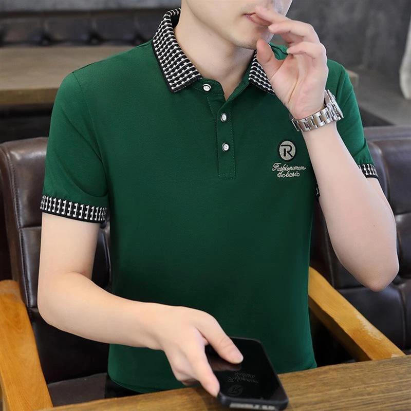 苏世不流男士短袖T恤夏季棉翻领刺绣polo衫韩版帅气休闲修身上衣