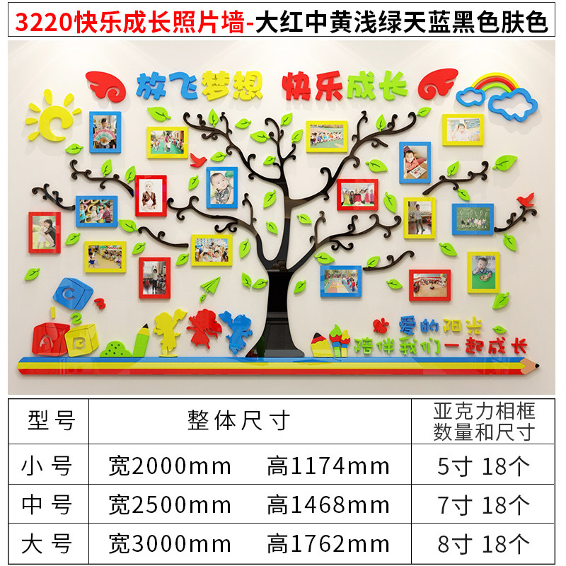 照片墙装饰幼儿园文化墙贴背景墙贴教室布置早教托管班班级培训.