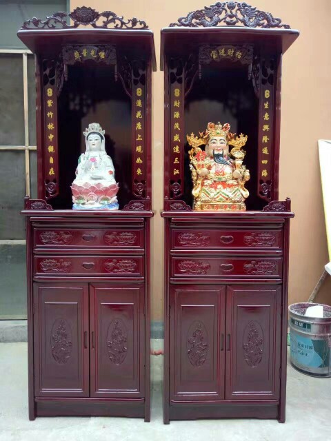 佛龛供奉柜立柜神龛柜长明灯摆放香案柜式拜佛红木色木质观音菩萨