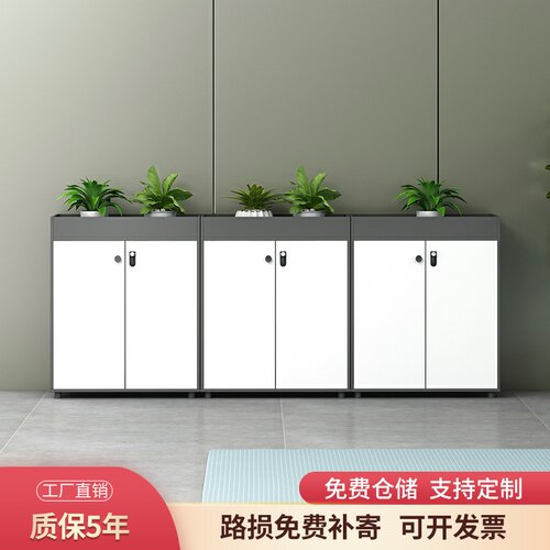办公区隔断柜花槽柜木质办公室组合文件柜矮柜靠墙收纳柜桌边柜子