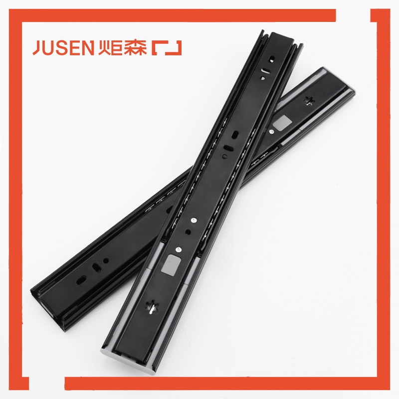 Jusen炬森缓冲阻尼三节导轨钢珠轨滑轨冷轧钢抽屉滑道橱柜五金