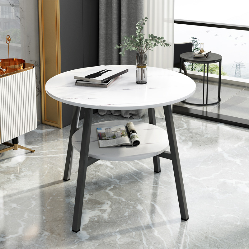 双层洽谈圆桌客厅休闲茶几阳台咖啡桌60宾馆简易两人卧室喝茶桌子