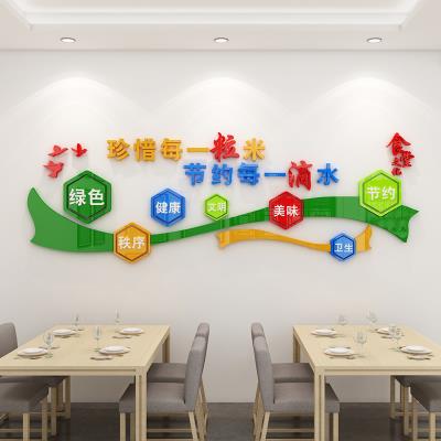 食堂文化墙贴学校珍惜粮食标语贴画餐厅饭店墙面装饰餐馆创意布置