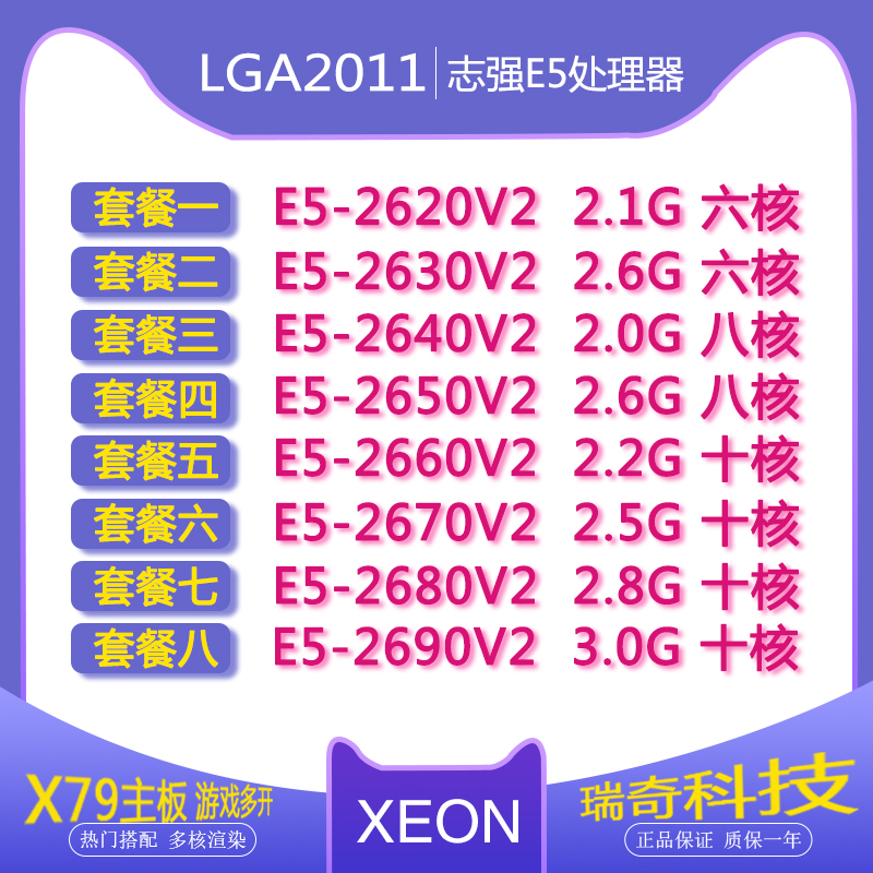 6核 E5 2620V2 2630V2 2650V2 2660V2 2680V2 2690V2 CPU正式版