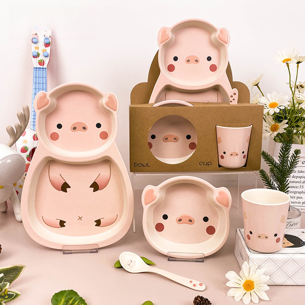 韩国ins风一人食可爱小猪猪造型餐盘卡通防摔早餐点心碗甜品餐具