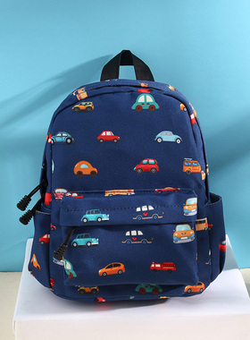 滨斯熊儿童书包卡通汽车书包男孩小背包幼儿书包幼儿园减负透气包