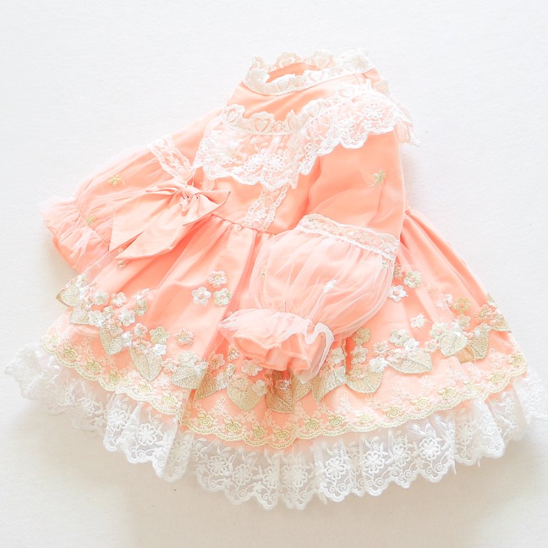 女の子ワンピース赤ちゃんの初ドレス赤ちゃんの王女のスカートの網の紗の子供服のLolita赤ちゃんのスカート
