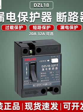 德力西漏电保护器DZL18-32F家用断路器总闸20A 32A空开2P 1P+N