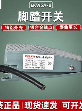 德力西脚踏开关EKW5A-B带线踏板控制器220v冲床自复位脚踩式5A