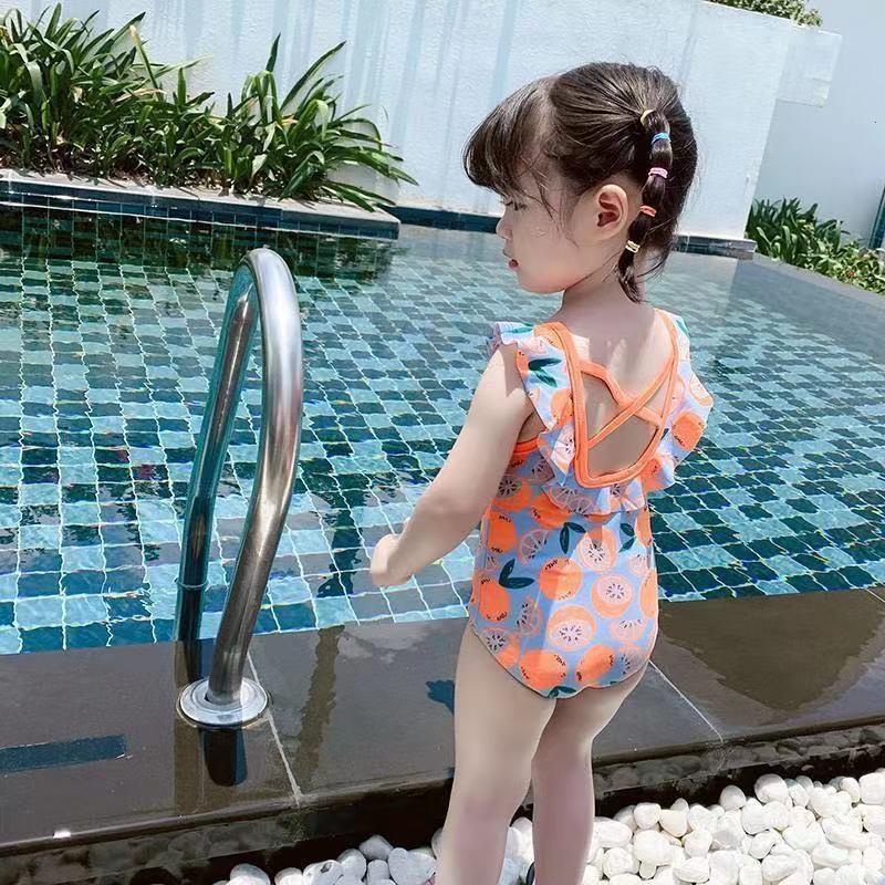 儿童泳衣女孩可爱宝宝小公主风中大童婴幼儿连体游泳衣女童装专业