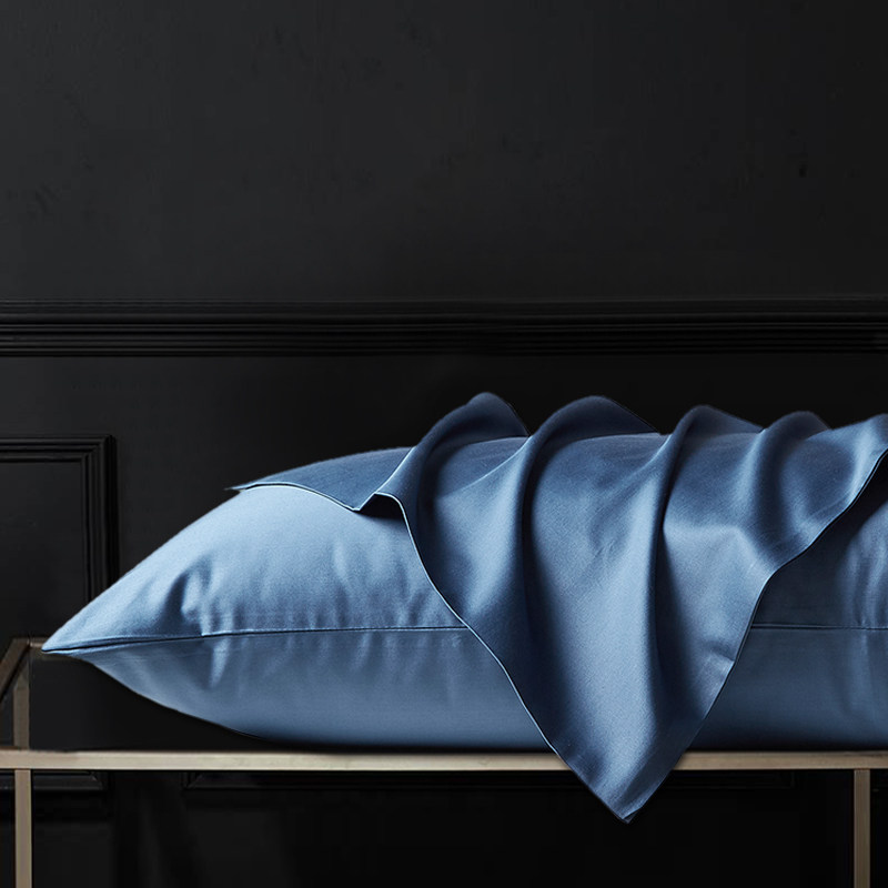 纯棉枕套100全棉一对48cmx74cm单人蓝色整头枕头套一只装家用单个