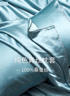 丝绸真丝枕套单面100%桑蚕丝纯色官方枕头套送礼单个装礼盒装