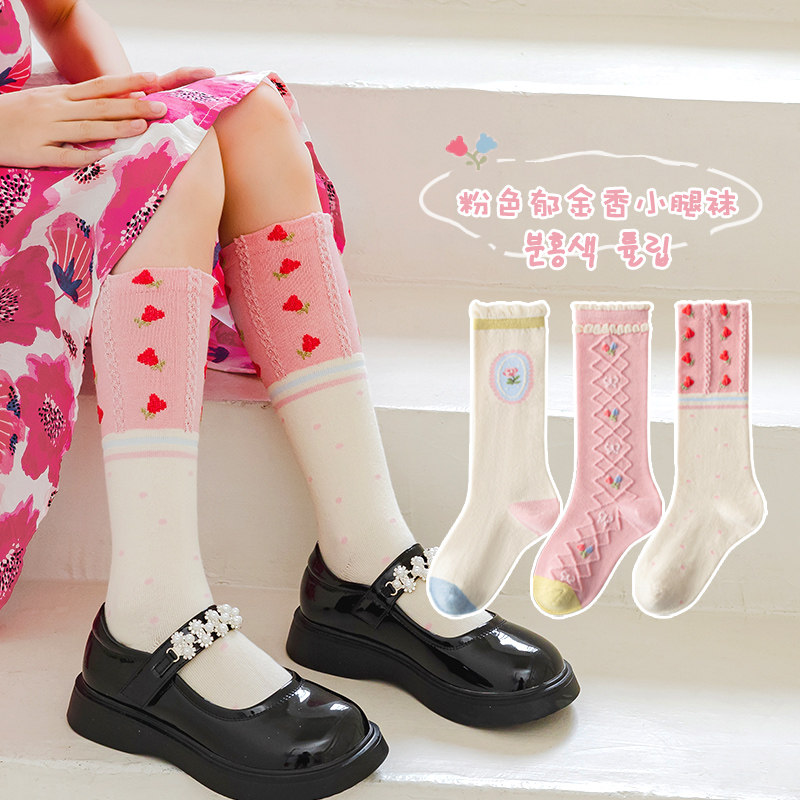 女童长筒袜春秋薄款纯棉公主袜子中大童小腿袜女孩学生儿童高中筒