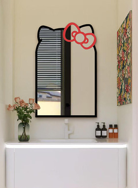 可爱卡通kitt猫浴室镜异形高颜值led智能化妆镜儿童房创意装饰镜