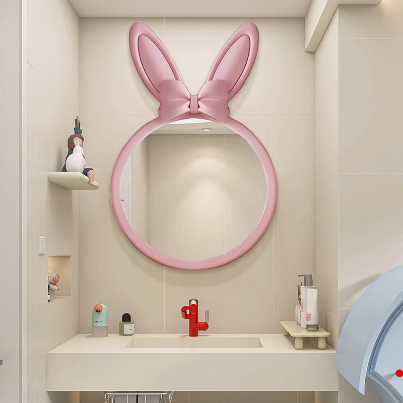 治愈系兔耳卡通浴室镜萌趣可爱儿童房艺术装饰镜奶油风卧室梳妆镜,住宅家具,化妆镜,淘宝优惠券,粉丝福利购,淘宝优惠卷