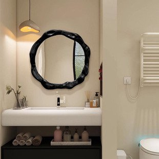 ins风家居设计师挂镜创意led智能高清壁挂浴室镜北欧不规则化妆镜