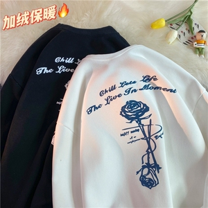 roora情侣玫瑰花卫衣外套加绒420克纯华银狐绒W8053-P48控68图片