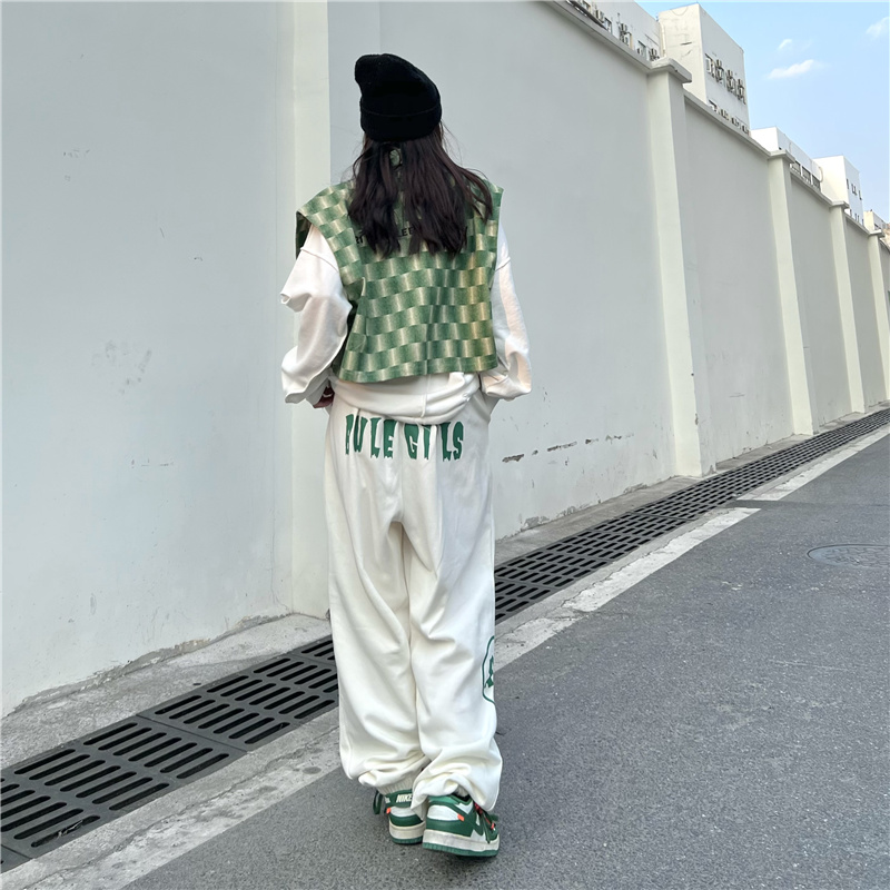 高街爵士街舞嘻哈宽松束脚卫裤印花欧美ins潮运动裤K2080P39女类，女装休闲裤，电商B262