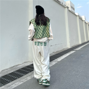 高街爵士街舞嘻哈宽松束脚卫裤印花欧美ins潮运动裤K2080P39女类图片
