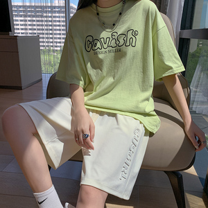 2023夏冰丝短裤宽松高腰休闲中裤阔腿运动五分裤子K3076-P30女类图片