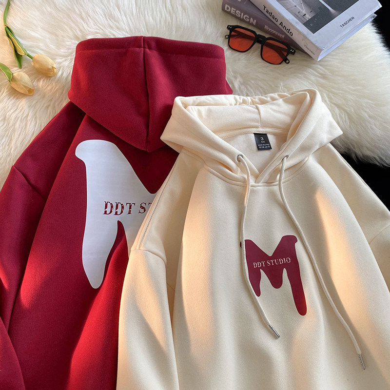 260克仿鱼鳞M字母印花连帽卫衣宽松上衣外套W8049-P40控58女类,女装卫衣/绒衫,电商B245A