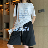 嘻哈字母刺绣阔腿运动短裤夏季美式潮牌休闲五分裤K3080-P33女款，女装休闲裤，电商B245A