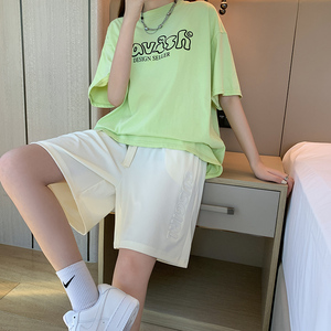 夏季冰丝短裤宽松高腰休闲中裤阔腿运动五分裤子K3076-P30图片