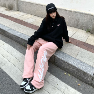 春秋季新款宽松直筒卫裤哈伦裤高街休闲运动裤子K2074-P35女类图片