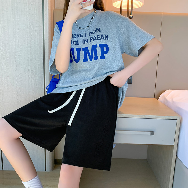2023夏冰丝短裤宽松高腰休闲中裤阔腿运动五分裤子K3076-P30女类,女装休闲裤,电商B245A