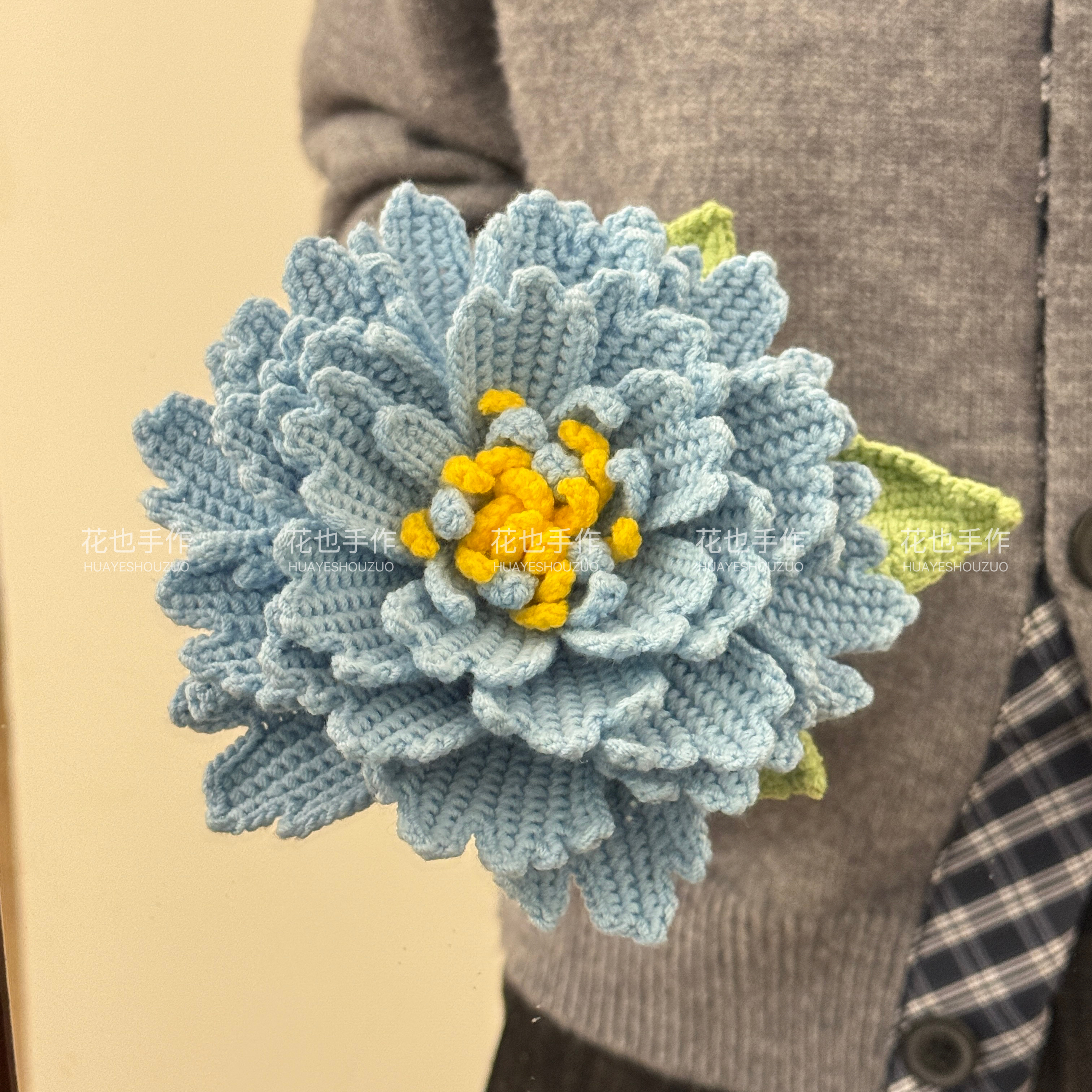 毛线diy钩针钩织阿富汗芍药花材料包仿真永生花花瓶插花成品送人