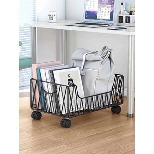 书包置物架办公室桌下书包架可移动滑轮小推车工位放包收纳架