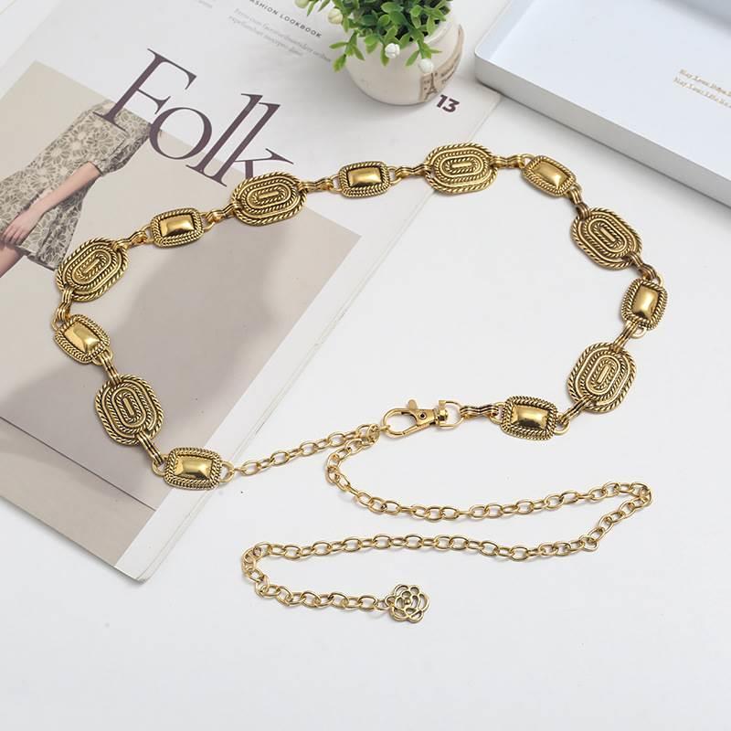 欧美复古金属链条腰链女装饰百搭配连衣裙子西装金属腰带秋冬新款