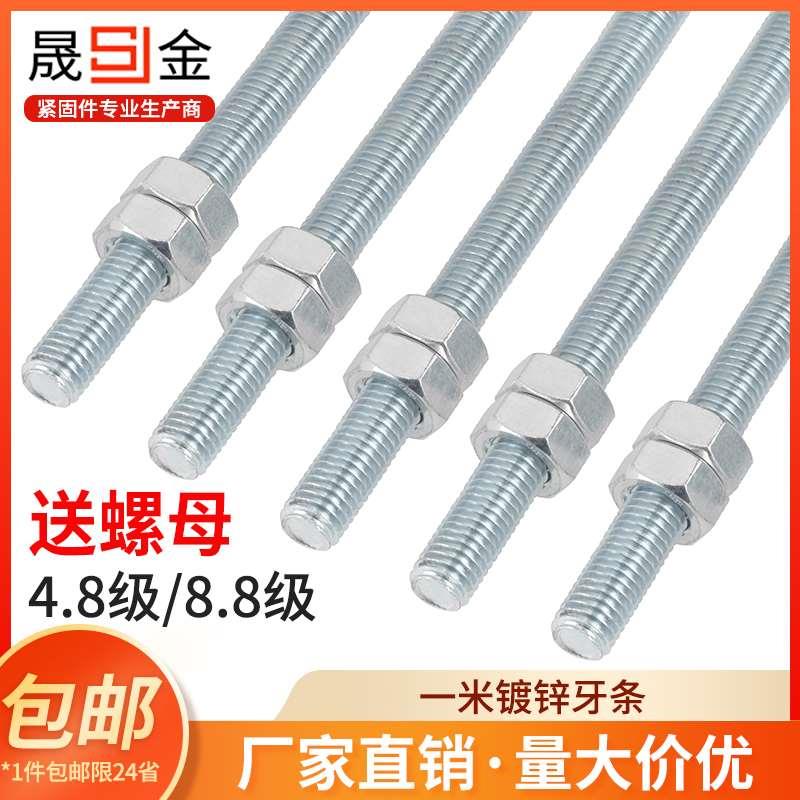 镀锌螺杆丝杠螺母套装全螺纹通丝螺丝杆牙条m5m6m8m10m12-m30