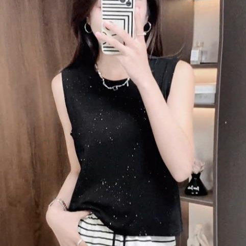 背心打底2025新款独特漂亮小衫星空亮片宽松T恤显瘦高级感女装
