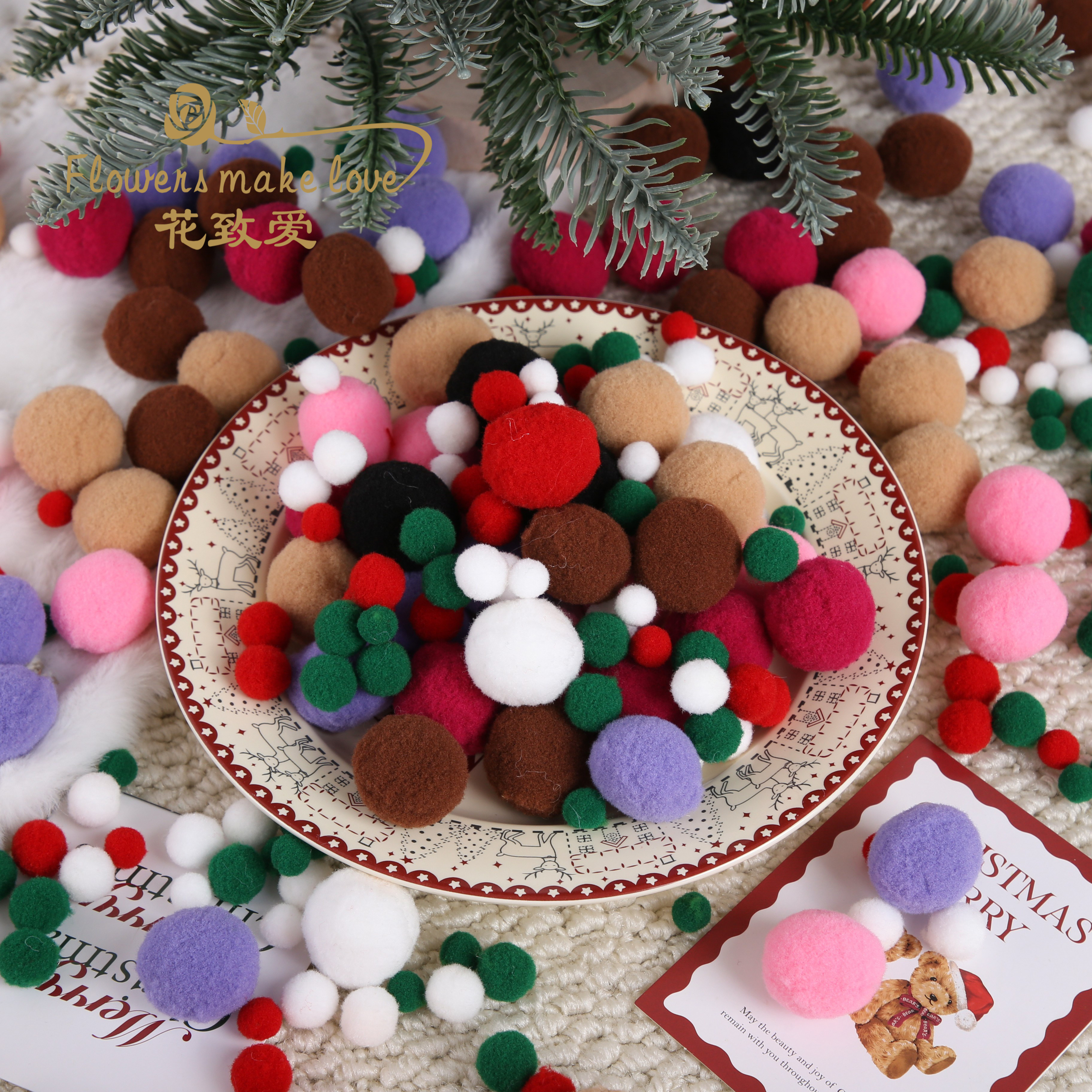 圣诞节高弹毛球装饰雪花玻璃纸毛绒球平安夜氛围苹果花束包装材料,节庆用品/礼品,圣诞装饰品,淘宝优惠券,粉丝福利购,淘宝优惠卷