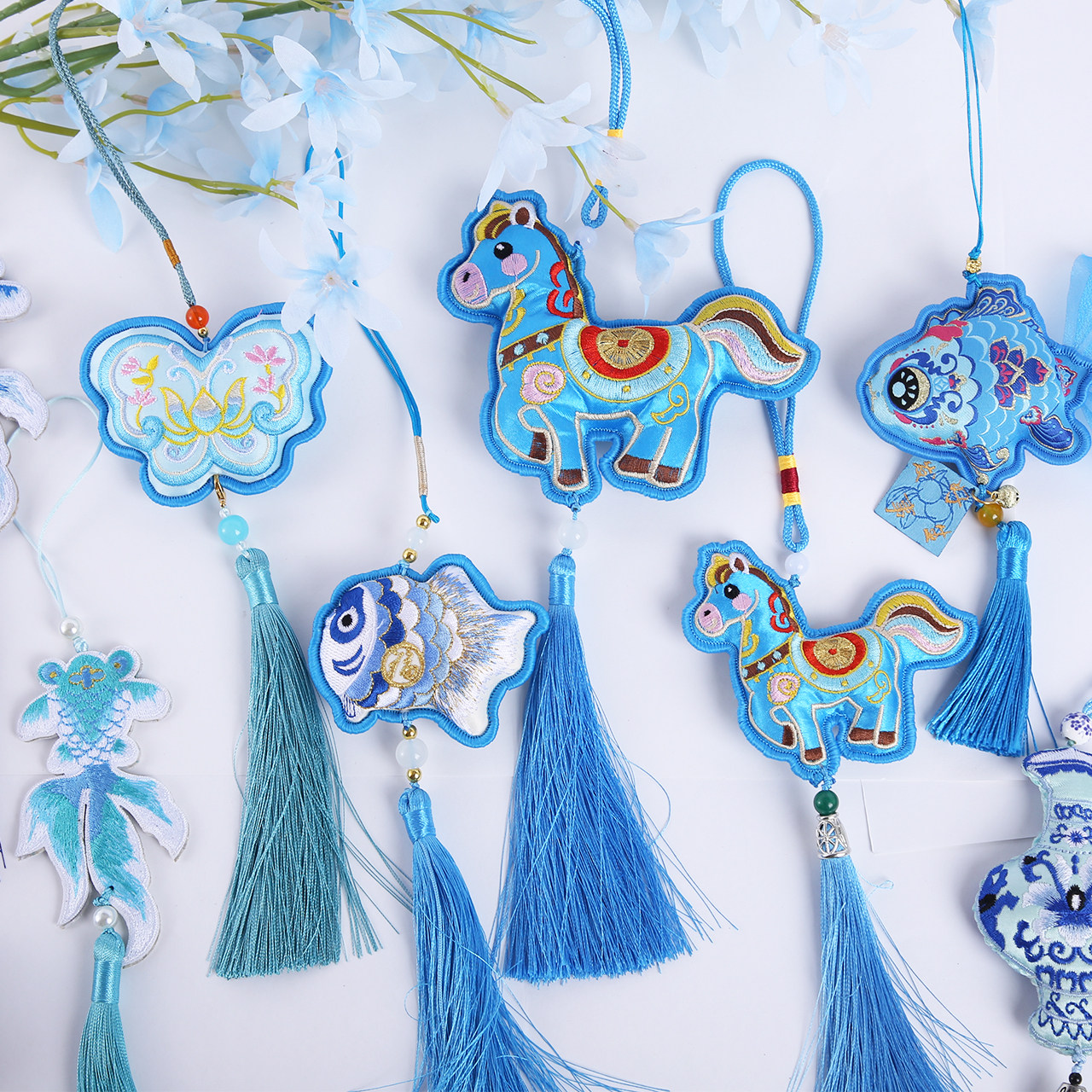 【蓝色系】年宵新款香包国风挂件年宵花装饰刺绣流苏香包装饰材料,节庆用品/礼品,挂饰/生肖挂饰,淘宝优惠券,粉丝福利购,淘宝优惠卷