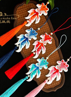 新款锦鲤挂件 古风刺绣年年有余年宵挂饰花束礼品手工DIY花艺资材