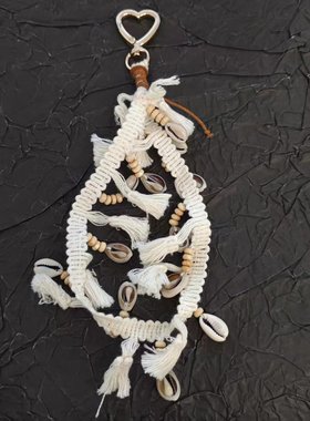 Pbpr原创多功能挂饰复古文艺贝壳木珠流苏小众手机挂绳包包挂饰等