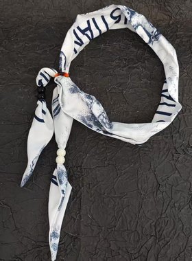 PBPR  赵丽颖新款独特设计墨水画丝巾斜面配带百搭领巾围脖配饰