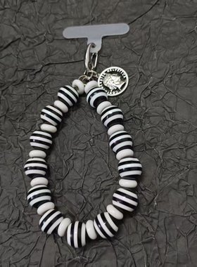 PBPR天然一线药师异形黑白斑马天珠diy手链手环适用于通用手机链