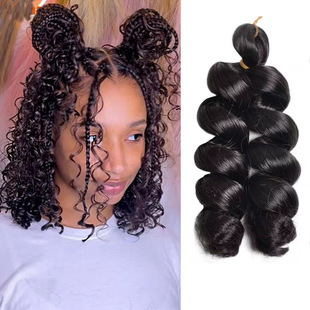 跨境非洲钩针发化纤法式螺旋卷Loose Curl Crochet Hair编织假发