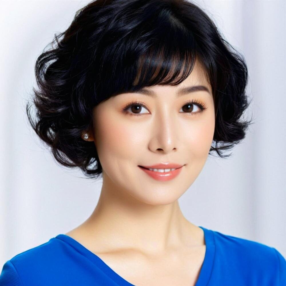 假发女短发中老年透气仿真斜刘海