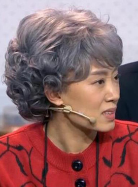 假发中老年银灰色短卷发假发女节目表演道具假发女化纤丝头套现货