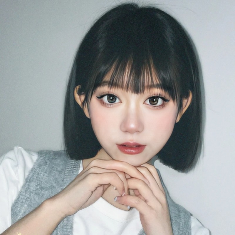 朋克风一刀齐假发女黑色短发bobo