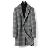 秋冬手工双面羊绒大衣男中长款格子双面呢英伦风衣S17035-P380，男装风衣，电商A237