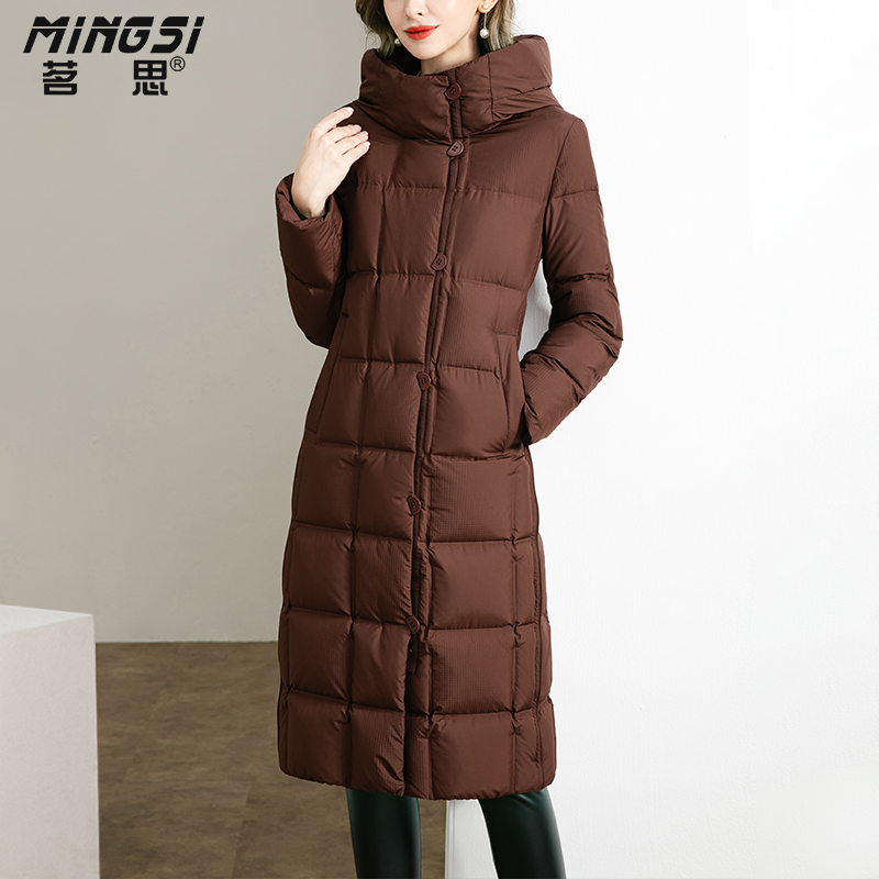 安哥拉红90鸭绒中长加厚羽绒服