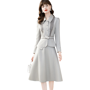 茗思小香风名媛套装裙女2026春季新款时尚刺绣复古洋气减龄两件套