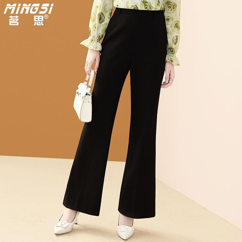 时尚通勤黑色百搭微喇阔腿西装裤