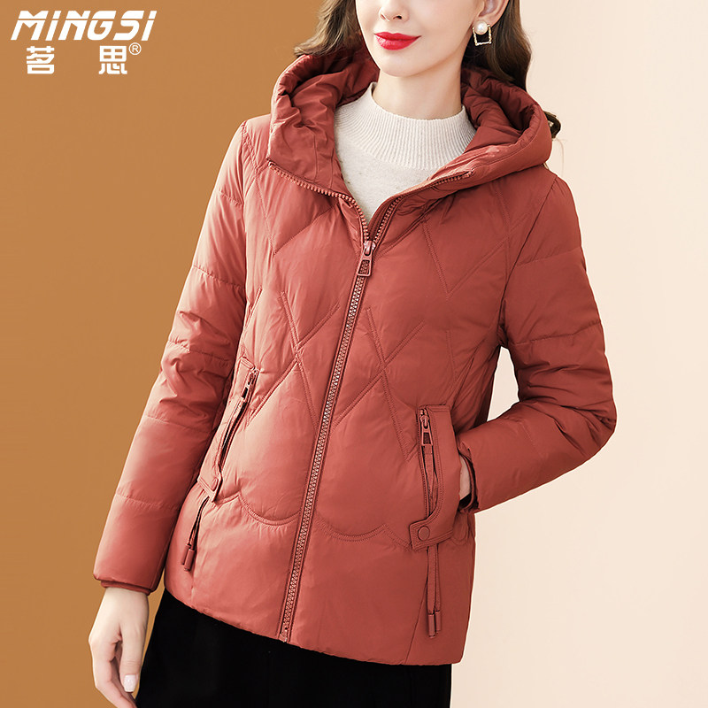 小个子轻薄连帽鸭绒保暖羽绒服